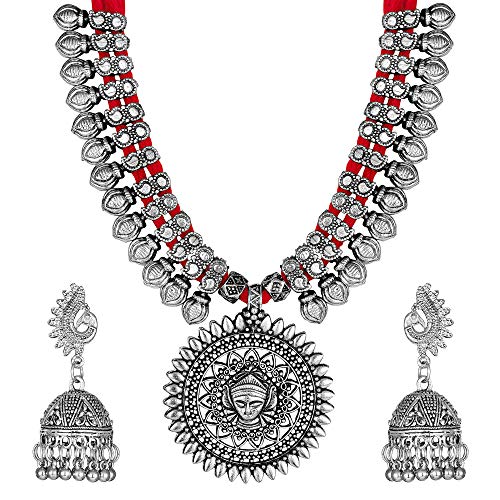 Oxidised Silver Antique Necklace Set