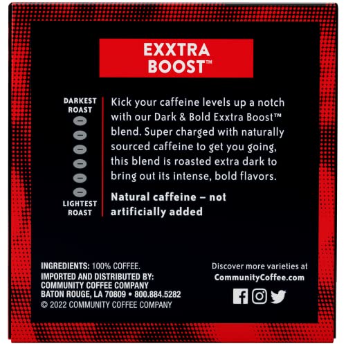 Image of Community Coffee Dark & Bold Exxtra Boost 12 Count Coffee Pods, Compatible with Keurig 2.0 K-Cup Brewers, 12 Count (Pack of 1)