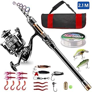BlueFire Fishing Rod Kit, Carbon Fiber Telescopic Fishing Pole and Reel Combo