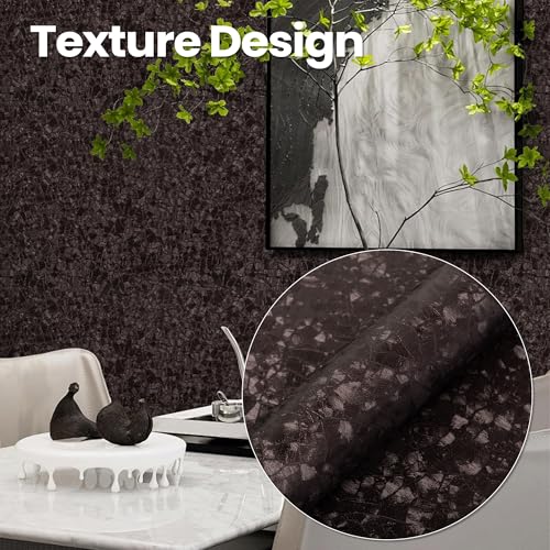 Abyssaly Brown Peel and Stick Wallpaper - Modern Textured Embossed Wall Paper - Removable Self Adhesive Vinyl Wrap Waterproof Contact Paper for Bathroom Bedroom Countertops Cabinet Home Decor — view 4