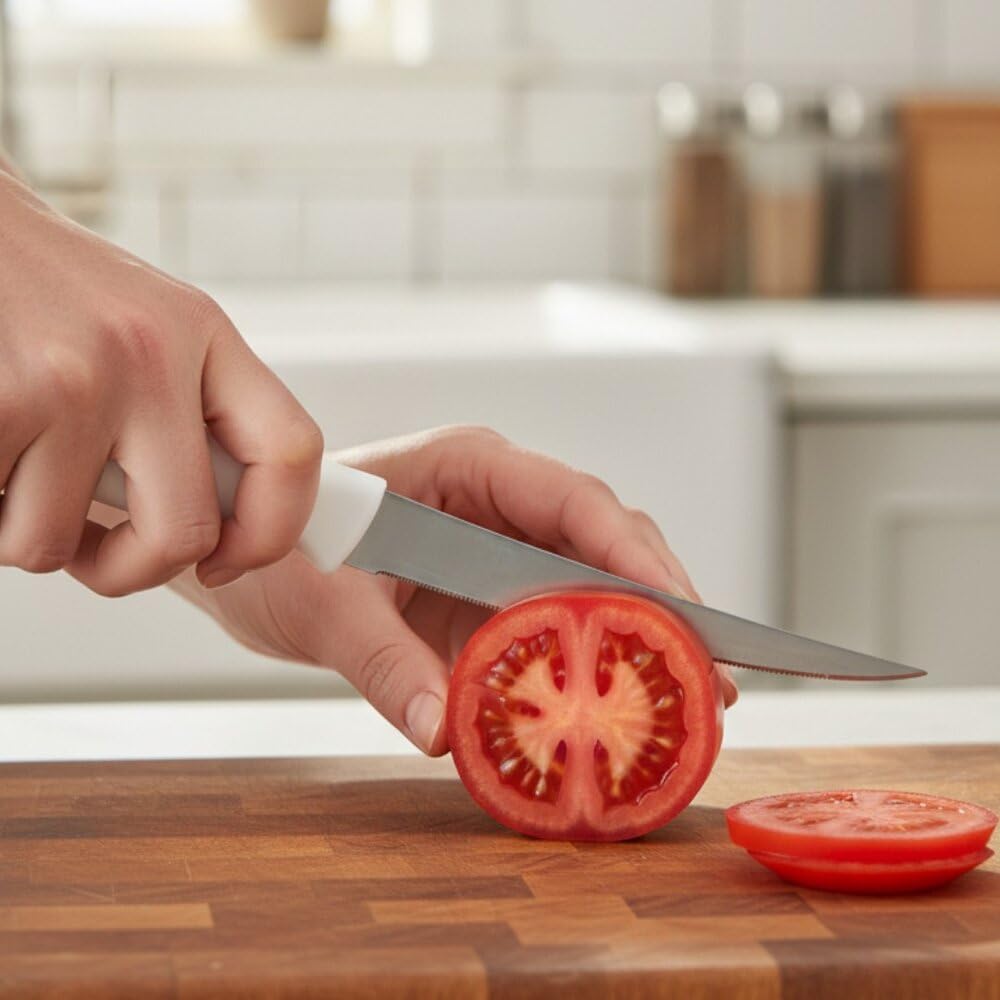 Faca Serrilhada para Tomate Profissional 5" (12,7cm) - Lâmina Inox de Alto Desempenho,