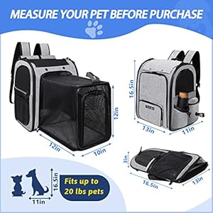 Expandable-Pet-Carrier-Backpack-for-Small-Medium-Dog-and-Cat-Large-Space-Fits-up-to-20-lbs-Pet-Foldable-Backpack-with-Safety-Lock-Zipper-and-Breathable-Mesh-for-Travel-Hiking-CampingGrey - Cucciolini Doodles   Expandable-Pet-Carrier-Backpack-for-Small-Medium-Dog-and-Cat-Large-Space-Fits-up-to-20-lbs-Pet-Foldable-Backpack-with-Safety-Lock-Zipper-and-Breathable-Mesh-for-Travel-Hiking-CampingGrey