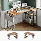 CubiCubi L Shaped Desk, 40" Computer Desk with Reversible Storage Shelves Home Office Corner Desk Study Writing Gaming Table, Brown