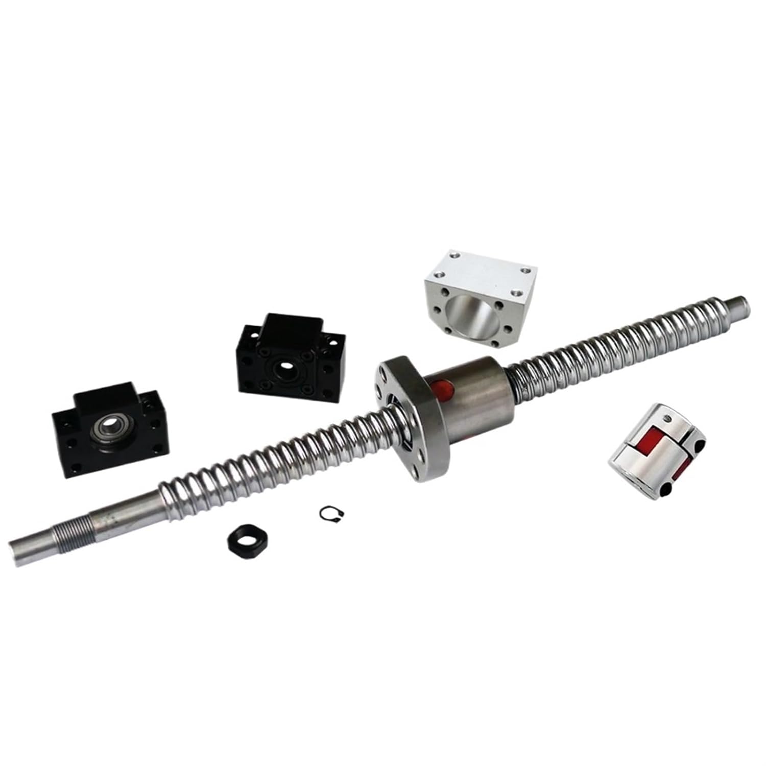 Linear Motion Ball Screw Machine Parts Ball Screw SFU2005 Left Hand Thread Ball Screw Ball Nut Housing BK15 BF15 Motor Coupling Built Machine Part(300mm)