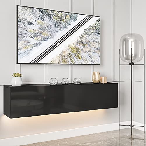 HOMMPA Floating TV Stand with LED Lights for TVs up to 65 Inch, Wall Mounted Entertainment Center...