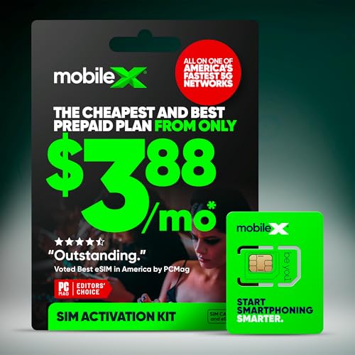 Prepaid SIM Card Kit & eSIM for Prepaid Cell Phones | MobileX Prepaid Phone Plans from $3.88/mo to $24.88/mo (3-in-1 & eSIM) | 5G Ultra Wideband 5G and 4G LTE Networks