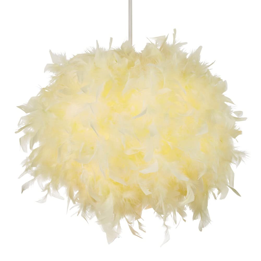 Litecraft Glow Light Shade 40 cm Easy Fit Feather Ball Children's Lampshade - Yellow