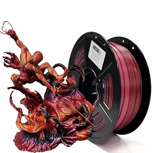 Image of PLA 3D Printer Filament 1.75mm, Red Black Purple SE PLA Filament, Silk Metallic Multi Color 3D Printing Filament, Accuracy + /-0.05mm, 1kg Spool