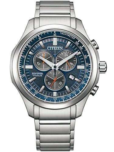 Chronographe Citizen Super Ti-Chrono AT2530-85L montre pour homme en titane bleu