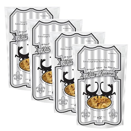 Kitty Kuisine Natural Fish Flakes - All Natural Bonito Tuna Flakes - No Additives or Preservatives - High Protein and Appetite Stimulant - for All Felines, 16-oz