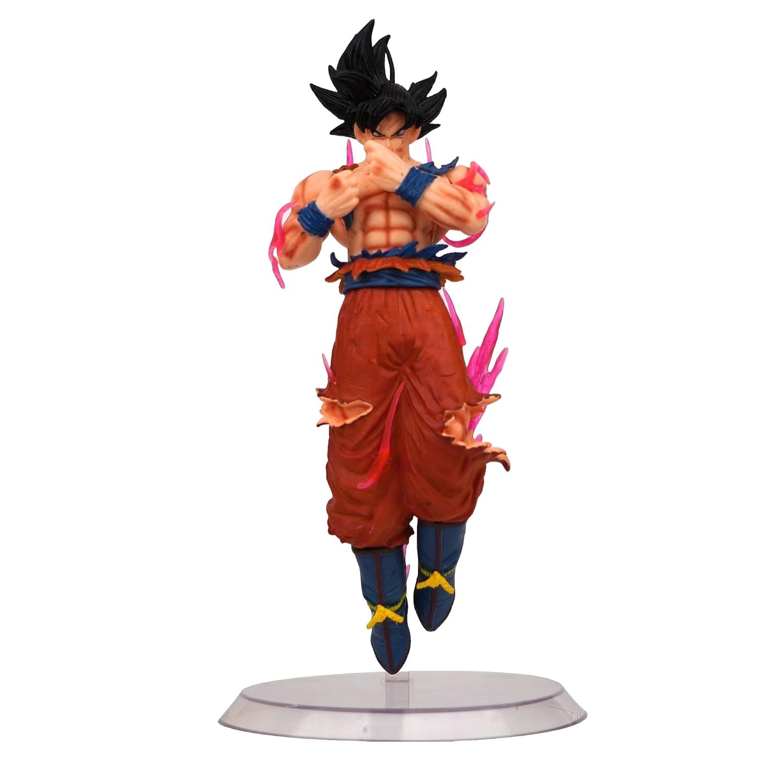 Dragon Ball Super Ultra Instinct Goku Action Figure, Collectible Anime Character Model, Orange Combat Outfit with Pink Aura Effect-image-8