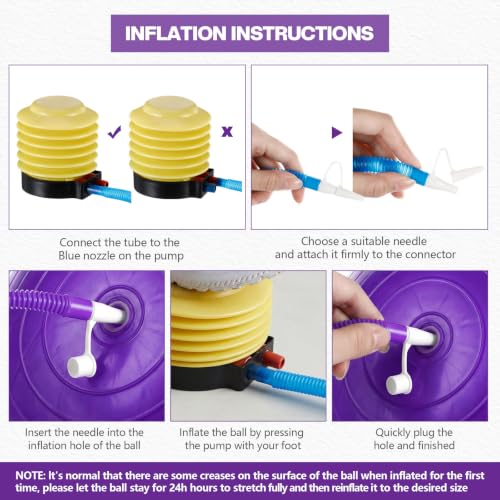 Image of Sotiff Pilates Kit 23-26 Inch Pilates Yoga Ball Exercise Balls and Resistance Band Set for Workout Pregnancy Stability 15-25lbs Anti-Burst with Foot Pump for Office, Home and Gym