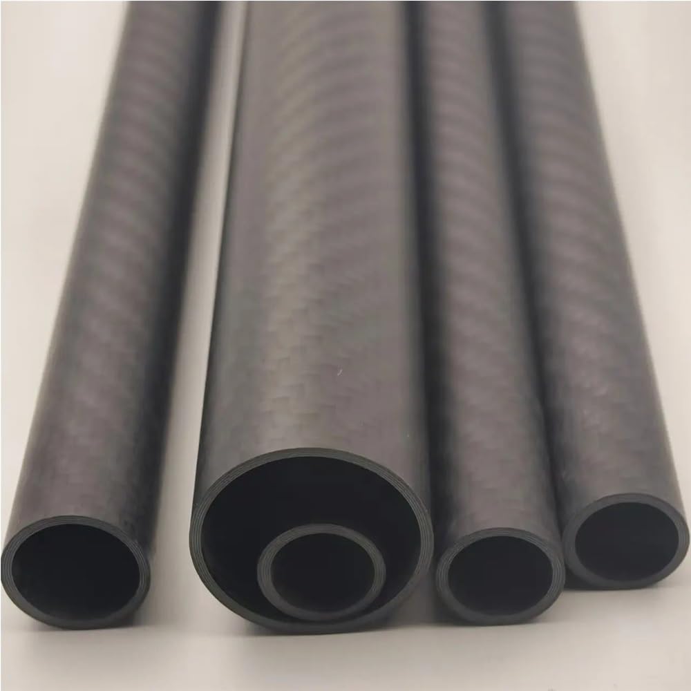 Lot de 2 tubes droits en fibre sergée mate de 500 mm, épaisseur de paroi de 1,5 mm, tube en carbone 3K résistant au vieillissement(12x9mm)