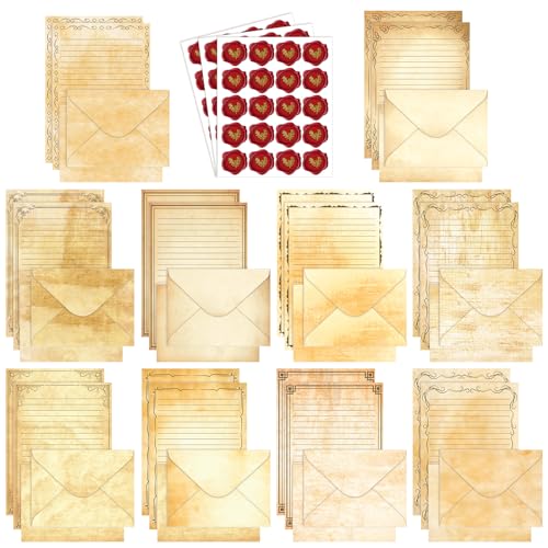 Image of TaoBary 160 Pcs Vintage Stationery Paper and Envelopes Set, 5.5 x 8.25''