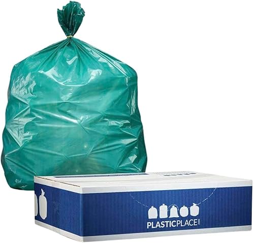 Plasticplace Bolsas de basura de 40-45 galones │ 1.2 mil │ Revestimientos para botes de basura verdes │ 40 x 46 pulgadas (100 unidades)