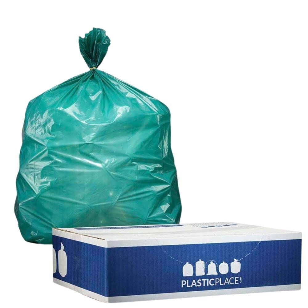 Plasticplace Zielone worki na śmieci, 40-45 galonów 100 / etui 1,2 miliona