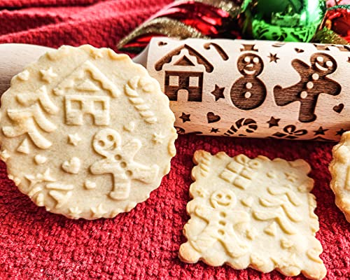Gingerbread-Embossed-Rolling-Pin Gingerbread Embossed Rolling Pin
