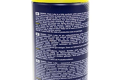 MANNOL 7901 - Premium Chain Lube Chain Grease Spray, For Motorcycle & Bikes - German Made- 200ml