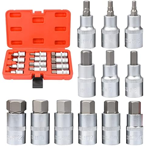 oumuik Screwdriver Bits,12 pcs Allen Key Socket Set -Socket Adapter Internal Hexagon 5 - 22 mm Cover
