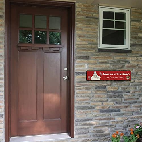 Wodevor Aluminum Sign Custom Season's Greeting From Family Street Sign Christmas Welcome Vintage Metal Tin Sign Outdoor Metal Signs Hanging Wall Plaque Kitchen 4X18 Inch #TOP5