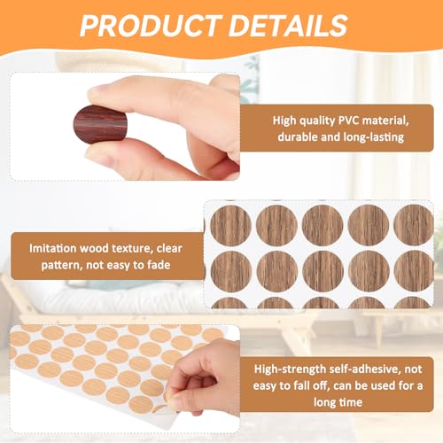 GUOYIHUA 16 Blatt Schraubenloch Aufkleber, Ø21MM Selbstklebend Schraubenabdeckung, 864 Stück Abdeckkappen für Bohrlöcher, Holztextur Möbel Schraubenloch Abdeckkappen Aufkleber (16 Farben)