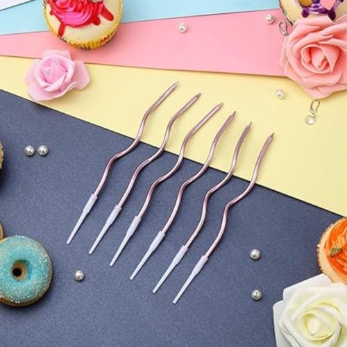 Image of Wanna Party Twisty Metallic Pink Spiral Candles - 6pc, Twisty Candles for Birthday, Baby Shower, Wedding Party & Cake Decoration, Pink (Pack of 2)