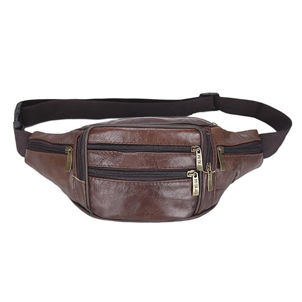 FMURY Fanny Pack męskie skórzane torby na talię torba holograficzna torebka bananowy pasek, Czarny, 33cn*14cm*14cm