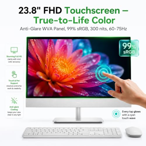 Image of Dell 24 All-in-One Desktop Computer 2026, Intel Core Ultra 7 355, 23.8 inch Anti-Glare FHD (1920x1080) Touchscreen, 32 GB DDR5-5600MT /s, 1 TB SSD, Copilot+ PC, Wi-Fi 7, Bluetooth 6.0, Windows 11 Pro