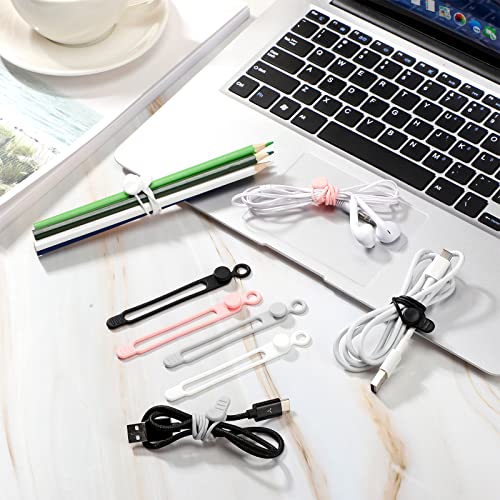 Bridas de silicona Nuanchu de 4.17 pulgadas con correas ajustables para cables (40 unidades) 8