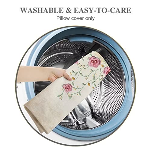 Pink Flower Body Pillow Cover Spring Chic Floral Roses Vintage Country Shabby Romantic Rose Flowers Luxury Soft Cushion Long Pillowcase With Zipper Decorative Bedding Pillow Cases For Sofa 20"X54" #TOP6