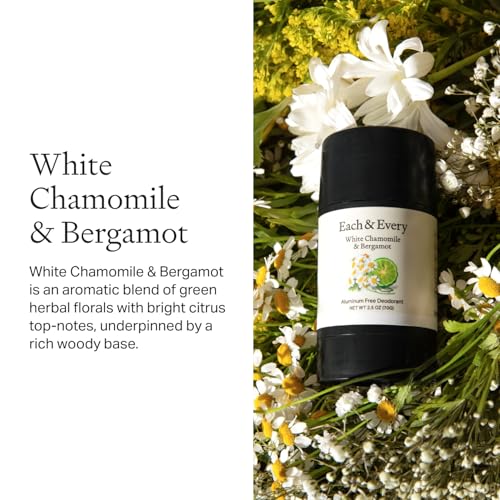 Image of Each & Every All Natural Deodorant for Women & Men - Sensitive Skin, Vegan, Baking Soda & Aluminum-Free Deodorant - Clean Long Lasting Odor Control - White Chamomile & Bergamont, 2.5oz