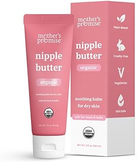 Organic Nipple Butter for Breastfeeding Mothers | Lanolin Free Nipple Cream, Safe for Nursing Moms & Babies | No Need to Wash Balm for Dry Skin & Breast Feeding, Breastfeeding Essentials