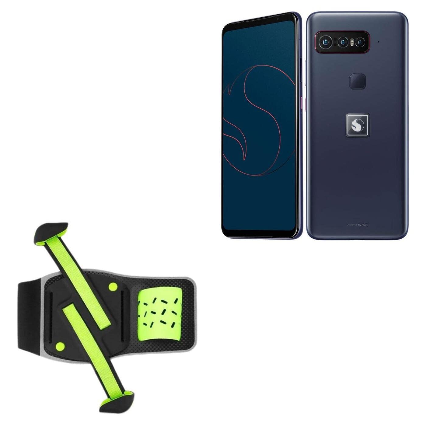 BoxWave Holster Compatible with ASUS Smartphone for Snapdragon Insiders - FlexSport Armband, Adjustable Armband for Workout and Running - Stark Green