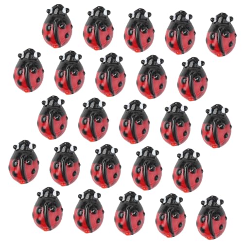 ifundom 50 Cuentas Decorativas de Vidrio Forma de Mariquita Roja para Manualidades Cuentas para Joyería Hechas a Mano Superficie Lisa Tamaño Adecuado para Pulseras y Decoración de