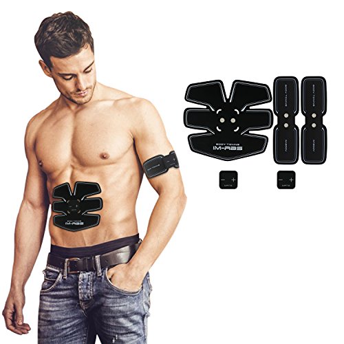 IMATE Elettrostimolatore Muscolare Training per Addominali Cintura Muscoli Fitness -Fascia USB Ricaricabile- Senza Fili a 6 contatti - 15 Livelli di intensità graduali- Training Uomo/Donna