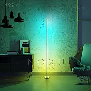 NOXU DESIGN Sutikku Floor Lamp Colour Changing 150cm Tall Minimal Nordic LED Addressable RGB Modern Standing Lamp with Dimmable Remote Controller (White)