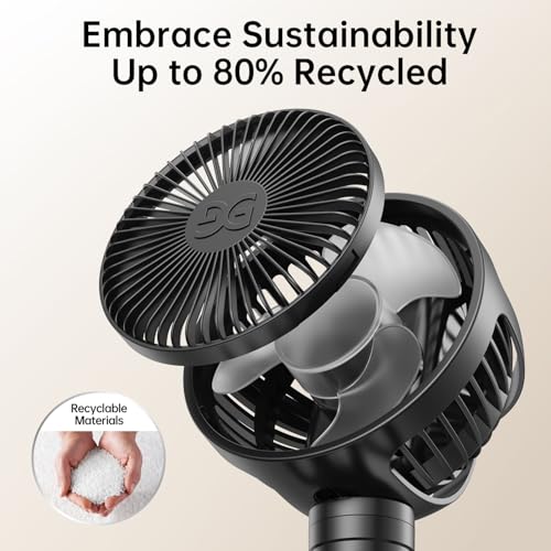 Mini Portable Handheld Fan USB Rechargeable Battery Operated, Stroller Fan with Flexible Tripod Clip on for Baby (Jet Black) - Image 6