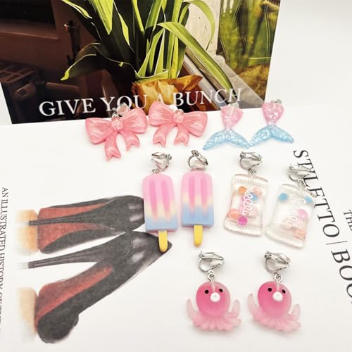 28/30 Pairs Funny Weird Cute Earrings Earrings (Or Clips) for Women Including Kawaii Fun Unique Cool Quirky Animal Food Fruit Duck Mushroon Flowers Bear Summer Shell Aesthetic Earrings For Women3