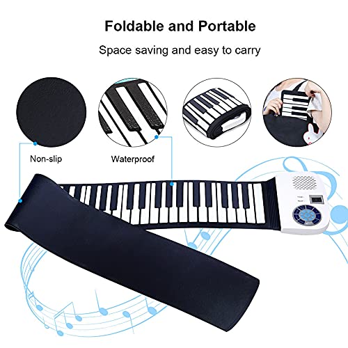 JTYX 61Key / 88Key Hand Roll Piano Portable Piano Électronique Clavier Épaississement Clé Professionnel Adulte Débutant Pratique Musicale Pliant Soft Keyboard Roll Up Piano - Les Beatles, Paul McCartney, John Lennon, RIngo Starr, George Harrison JTYX 61Key / 88Key Hand Roll Piano Portable Piano Électronique Clavier Épaississement Clé Professionnel Adulte Débutant Pratique Musicale Pliant Soft Keyboard Roll Up Piano – Image 3