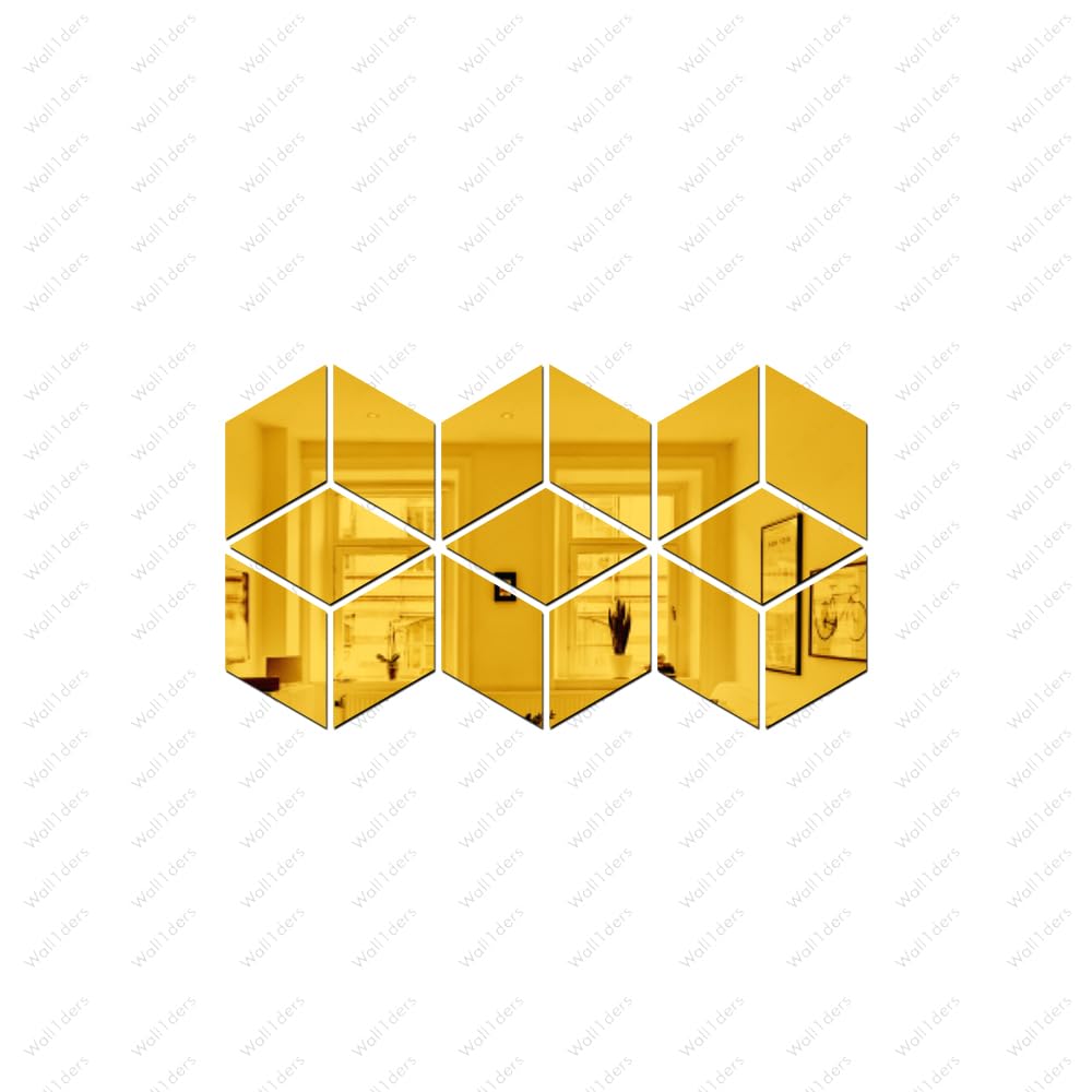 Rhombus 15 Golden - Mirror Stickers for Wall Decor - Acrylic Mirror Stickers for Hall, Bed Room, Kitchen-image-7