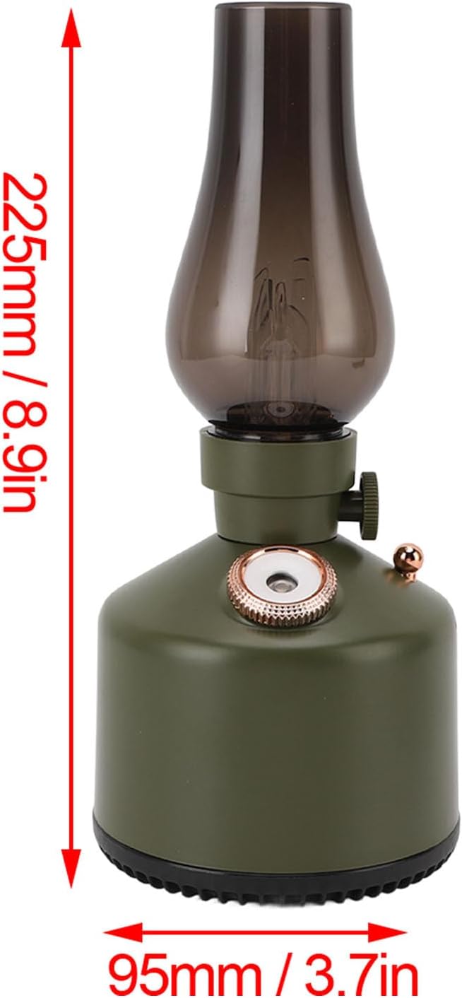 Cool Mist Humidifier, 260ml Capacity Kerosene Lamp Humidifier Vintage Desktop Humidifier with 2 Mist Settings for Home Office Bedroom Yoga, Multifunctional Design (Green)