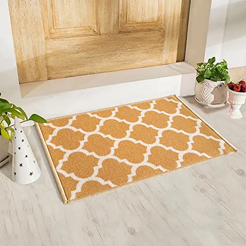 Image of Matz&More Anti Slip Multipurpose Floor Mat, 40x60cm, for Door, Entrance, Bathroom, Bedroom, Kitchen, Office, Trellis Yellow Beige