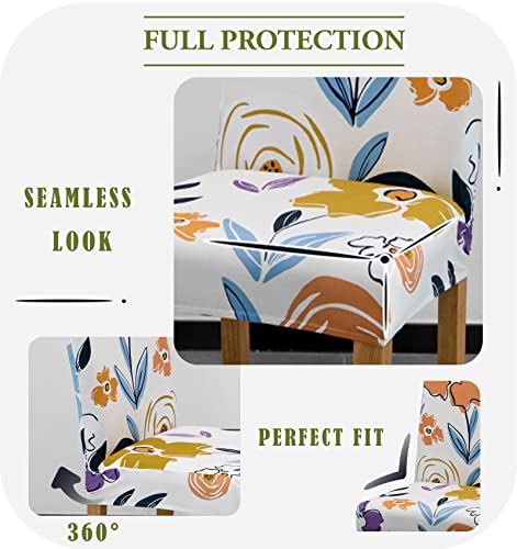 Comfy Gate 4,6,8 Pack Floral Dining Room Chair Slipcovers, Dining Chair Covers Set Of 8, Elastic Kitchen Chair Covers, Parson Chair Covers, Dining Room Chair Covers Set Of 4,6,8, White Orange #TOP3