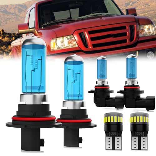 Image of Headlight Bulbs + License Plate Lights - 9007 High /Low Beam + 9145 Fog Lights, Halogen, Fit Ford Ranger 2001-2011, Pack of 6