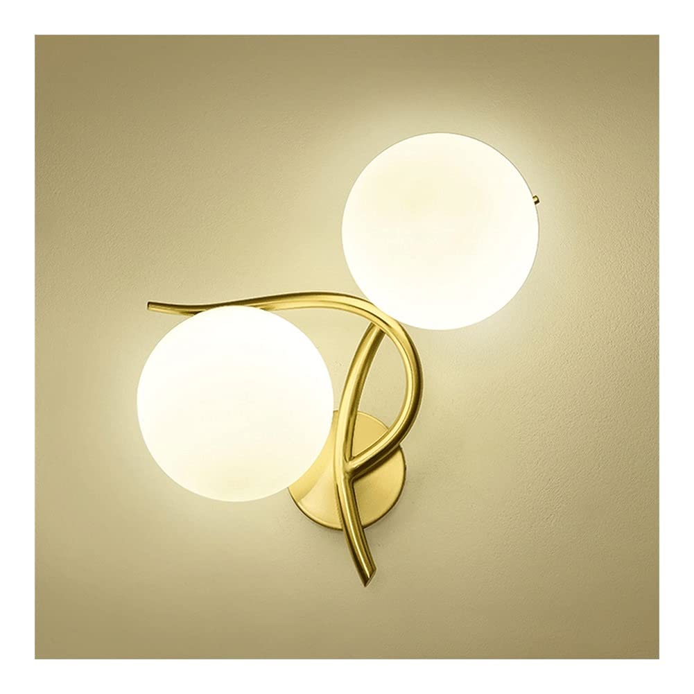 SMCCYYSD Wall Lamp, Golden Copper Nice Bedroom Decorative Lights, White Glass Lampshade, Bedside Sconce, Led Lighting Fixtures For Living Room Aisle Sta,Gold B