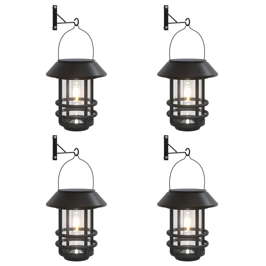 vidaXL Solar Außenwandleuchten 4 Stk., Außenwandleuchte Flackerndes Licht, Wandleuchte mit IP44-Schutzart, Außenleuchte Wandlampe, Weiß