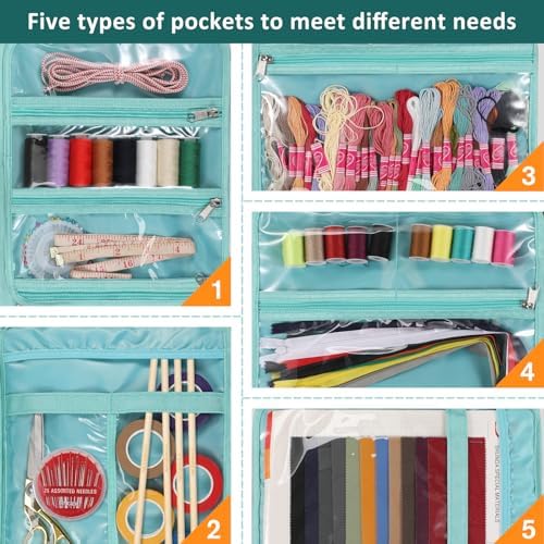 FINPAC Sewing and Craft Supplies 투명 포켓이 있는 보관용 토트백 — 사진 3