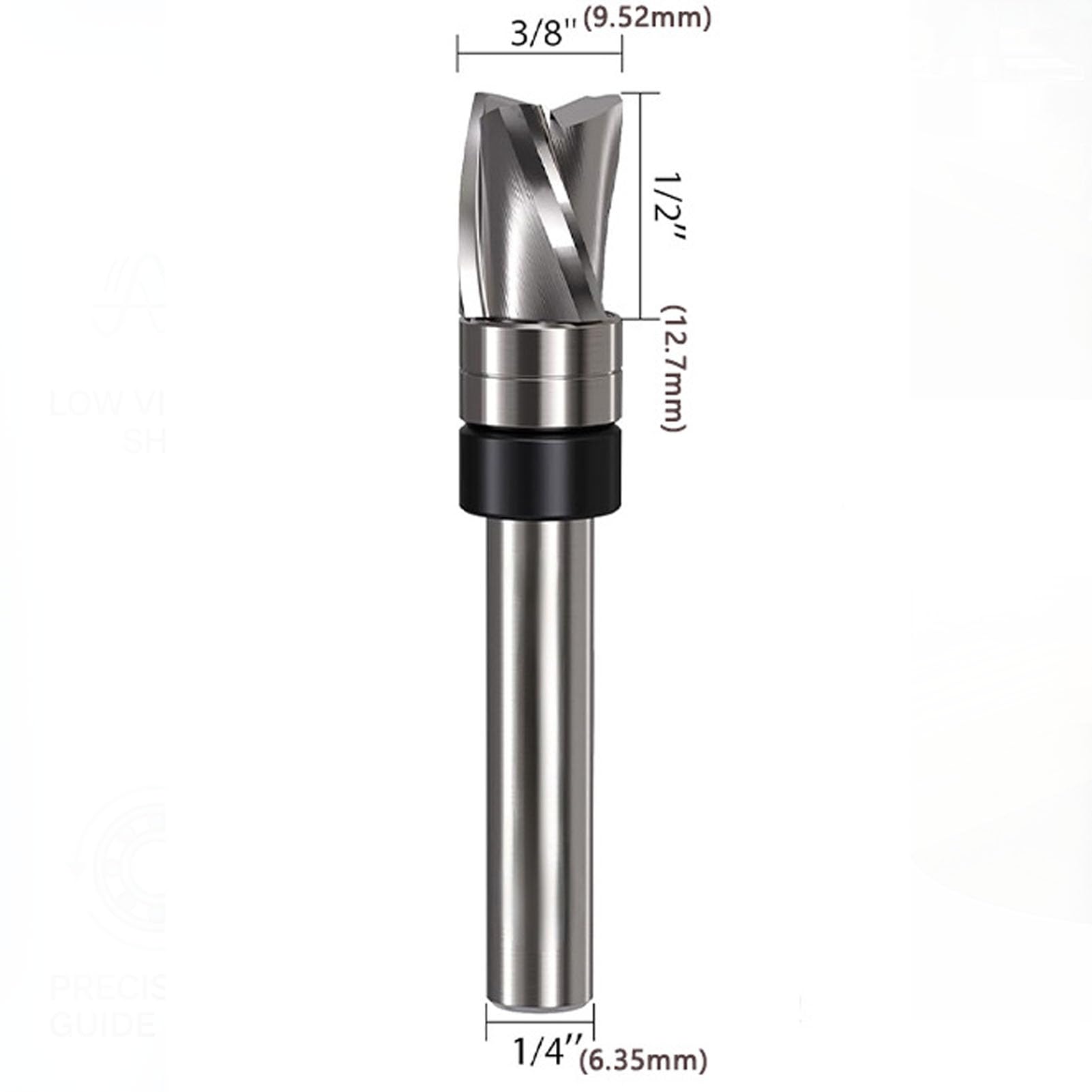 Generic Broca Fresadora de Corte Al Ras con Cojinete Guía para Reducir los Errores de Corte Diámetro de 3/8 pulg. Longitud de de 1/2 pulg. Ideal para Metales No Ferrosos