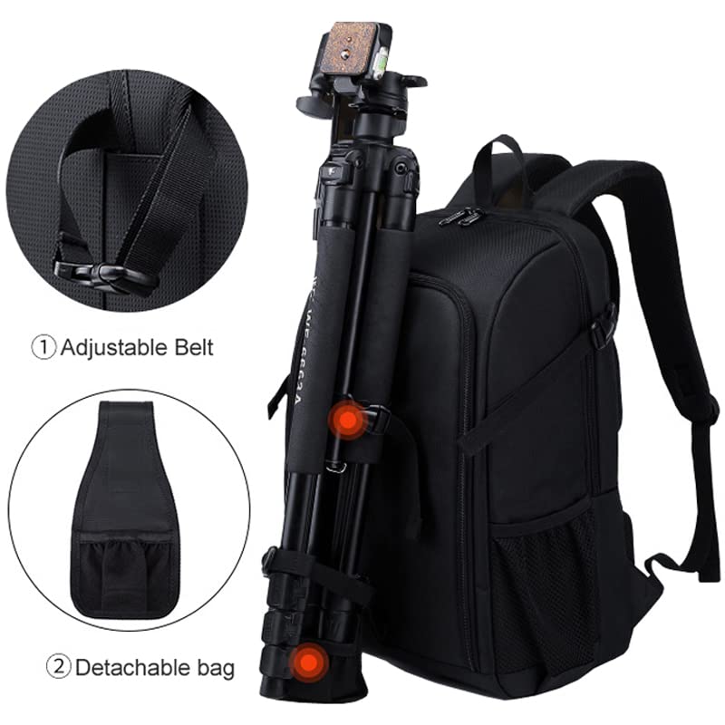 Borsa Reflex Grande capacità for fotografia, macchina fotografica impermeabile, zaino con treppiede for video, borsa DSLR copertura antipioggia(L Size Red)