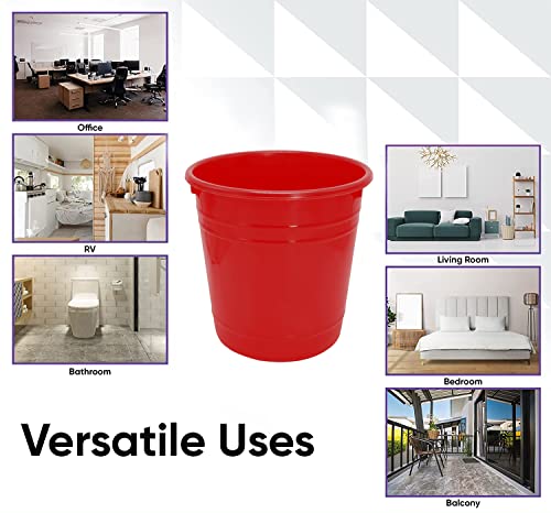 Image of Kuber Industries Plastic Dustbin|Portable Garbage Basket & Round Trash Can for Home,Kitchen,Office,College,5 Ltr.(Red)